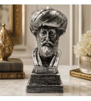 BK Gift Gümüş Eskitme Fatih Sultan Mehmet Büstü Dekoratif Masa Üstü Biblo
