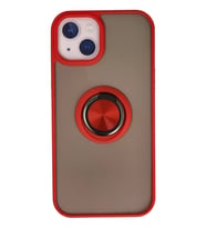iPhone 15 Kılıf Montreal Yüzüklü Silikon Kapak - Kırmızı