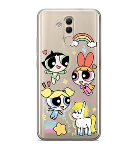Huawei Mate 20 Lite Uyumlu Powerpuff Girls Desenli Şeffaf Telefon Kılıfı