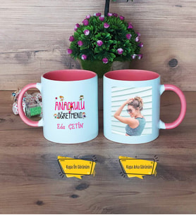 Anaokulu Öğretmeni Kupa Bardak Pembe Fotoğraflı Öğretmenler Günü Hediyesi