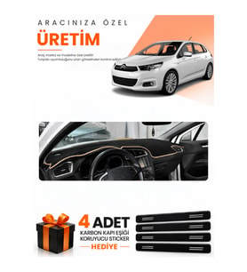 CITROEN C4 (2011-2020) Uyumlu Torpido Koruma Örtüsü Oto Kılıfı - Siyah Bej