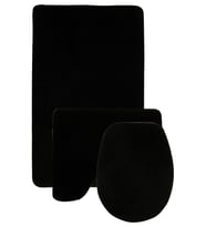 Ultrasoft Düz Siyah 3’lü Banyo Halısı Paspası Kaymaz Taban Makinede Yıkanabilir 