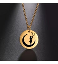 Kişiye Özel 925 Ayar Gümüş Yıldızlara Dokunmak Disk Kolye (Gold)