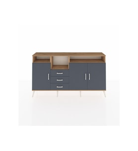 Arges Konsol 5 Raflı 3 Çekmeceli 3 Kapaklı 176x30x99 Çam-Antrasit