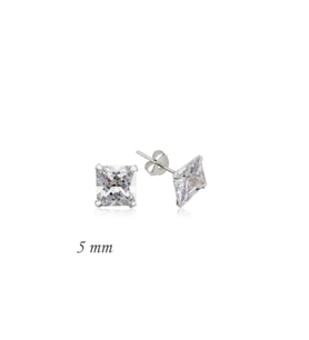 Gümüş Kare Tek Taş Zirkon Küpe - 5 mm CSR2181381