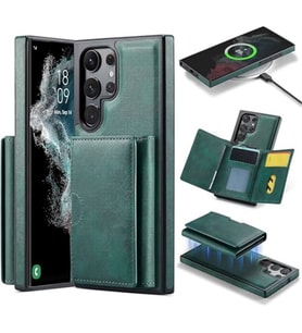 Coverzone Samsung Galaxy S24 ile uyumlu Deri K?l?f Magsa ile uyumlu Wallet 2 in 1 �?karabilir Kart Tutucu M?ktan?sl? Stand olabilen Phone case Deri Kapak Wireless ?arj �zellikli Ye?il