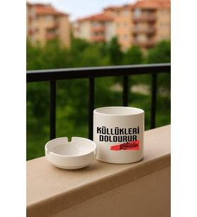 Porselen Baskılı Küllük2 (Beyaz)