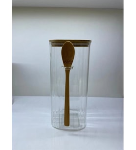 Cooker Cam Bambu Kaşıklı Kavanoz 21.5cm (Şeffaf)
