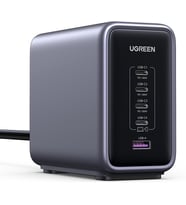 300W GaN 5 Portlu Hızlı Şarj Cihazı İstasyonu, 4xUSB-C, 1xUSB-A, Gri, 90903B