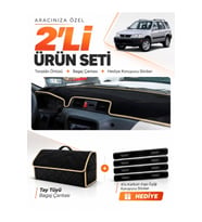 HONDA CR-V (1996-2001) Uyumlu Torpido Örtüsü + Tay Tüyü Bagaj Çantası + Sticker Seti - Siyah Bej