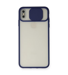 Apple İphone Xs Max Kılıf Palm Buzlu Kamera Sürgülü Silikon - Lacivert