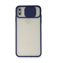 Apple İphone Xs Max Kılıf Palm Buzlu Kamera Sürgülü Silikon - Lacivert