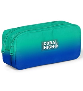 Coral High Yeşil Saks Renk Geçişli İki Bölmeli Kalem Çantası - Erkek Çocuk