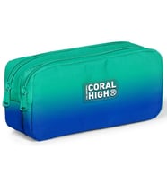 Coral High Yeşil Saks Renk Geçişli İki Bölmeli Kalem Çantası - Erkek Çocuk