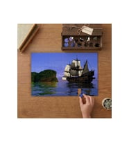 Yelkenli Fantastik Gemi Tasarımı 240 parça Ahşap Puzzle Ahşap Kutuda MP00326