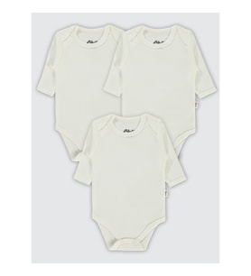 Civil Baby Bebek 3'lü Çıtçıtlı Badi 1-3 Yaş  Beyaz