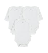 Civil Baby 3 lü Düz Uzun Kol 0-36 Ay Çıtçıtlı Badi - Beyaz