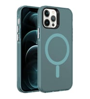 Lexroo iPhone 12 Pro Kılıf M-safe Şarj Özellikli Buzlu Transparan C-Pro Sert Kılıf - Koyu Yeşil
