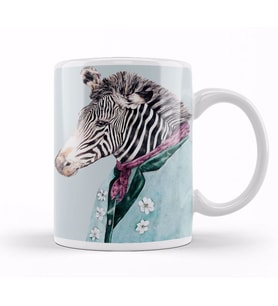 Zebra Mavi Kupa Bardak Porselen