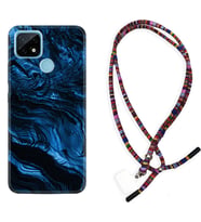 Realme C11 C21 C21Y C25Y C11 2021 Kılıf Boyun Asklı Rasta Silikon Blue MArble 1379