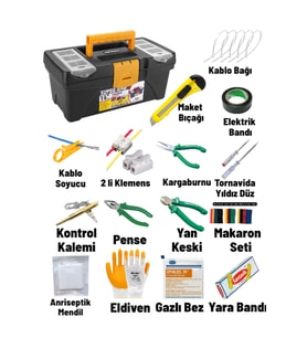 16 Parça Profesyonel Elektrik Ustası Seti Tüm Temel Aletler Tek Çantada