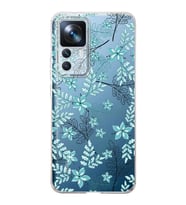 Xiaomi Mi 12t  Kamera korumalı Kapak Floral Su Yeşili Tasarımlı  Şeffaf Kılıf