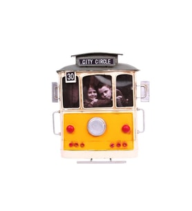 Dekoratif Metal Çerçeve Tramvay Temalı Vintage Hediyelik