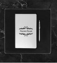 Kişiye Özel Lüks Kutulu Deri Defter & Kalem Hediye Seti LK125
