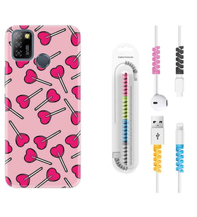 INFINIX Smart 4 5 6 Zero 8 S5 Pro Kılıf Kablo Koruma Spiral Silikon Heart Lollipop 1414