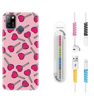INFINIX Smart 4 5 6 Zero 8 S5 Pro Kılıf Kablo Koruma Spiral Silikon Heart Lollipop 1414