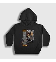 Presmono Unisex Çocuk Siyah Eren Fan Anime Attack On Titan Kapüşonlu Sweatshirt 125497tt