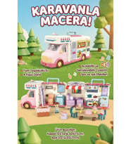 Açılabilir Büyük Boy Oyuncak Kamp Karavanı Seti - Sesli Işıklı 4 Figürlü Evcilik Kamp Aracı