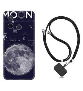 Xiaomi Redmi 12C Kılıf Resimli Boyun Askılı İpli Desenli Silikon Moon info 1424