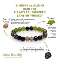 Mystic Energy ŞANS Doğal Taş Uniseks Tılsım Bilekliği (Oniks,Dumanlı Kuvars,Moldavit Taşı Doğaltaş Bileklik)