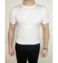 Erkek Beyaz Basic Tişört - Bisiklet Yaka Erkek T-shirt Modelleri