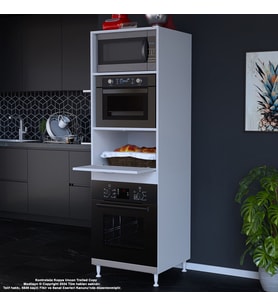 Modilayn ELİT SİLVA 59,6 cm x 192,2 cm x 56 cm Tek Kapaklı Ankastre Fırın Dolabı