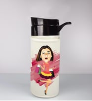Kişiye Özel Karikatür Tasarım Özel Koruma Kılıflı Cam Matara 96046