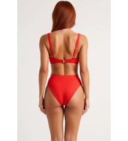 Kadın Bikini Takımı Üçgen Kap Balensiz Yüksek Bel Slip Düz Desen Dokulu Örme Kumaş Regular Kesim