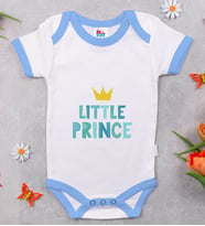 BK Kids Little Prince Tasarımlı Mavi Bebek Body Zıbın-1