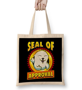 Cute & Funny Seal Of Approval Baby Seal Cub Pun Bez Çanta Uzun Saplı