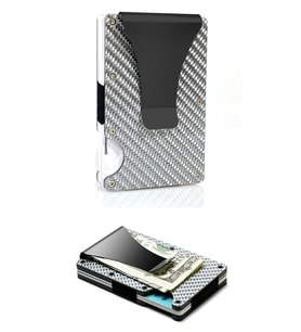 Cüzdan Kartlık Kredi Kartı Cüzdanı Metal Karbon Silver (Gümüş)