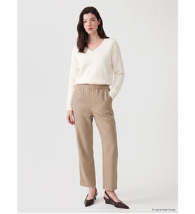 LCW Comfort Bej Beli Lastikli Kadın Pantolon