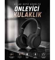 Kulak Üstü Kablosuz Bluetooth Kulaklık Gürültü Önleyici Ayarlanabilir
