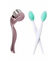 Ice Roller Cilt Sıkılaştırıcı Kırışık Giderici Yüz Masaj Aleti ve Siyah Nokta Dudak Peeling Fırçası