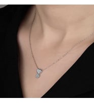 Swarovski Taşlı Gümüş Kalp Tektaş Bayan Kolye