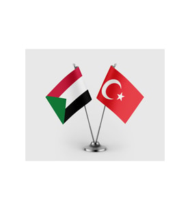 Sudan Bayrağı ve Türk Bayrağı İkili Saten Masa Bayrağı Takımı