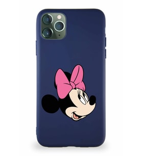 Apple iPhone 11 Pro Max Soft Premier Kapak Minnie Mouse-A Tasarımlı Silikon Kılıf - Lacivert (Şeffaf)