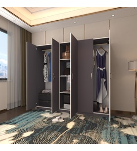 Kenzlife gardırop 5 kapılı horozibiği 180*200*52 gri XLARGE kapaklı gardolap dolap