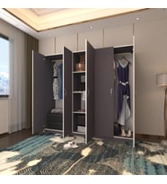 Kenzlife gardırop 5 kapılı horozibiği 180*200*52 gri XLARGE kapaklı gardolap dolap