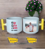 Öğretmene Hediye Canım Öğretmenim Kupa Bardak Fotoğraflı T Sarı Kulplu Öğretmenler Günü Hediyesi
